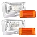 BlueFire Super Bright LED RV Porch Light RV Exterior Lights Porch Utility Light 12V Replacment Light with ON/OFF Switch, Clear and Amber Removable Lens for RV, Trailer, Camper (2 Pack)