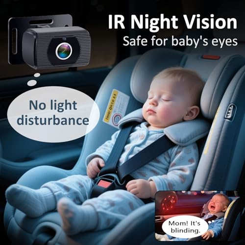 2-kids baby car camera for seat 69 inch ultrawide display with two cameras rear facing - usb powered backseat camera hd 1080p easy to install