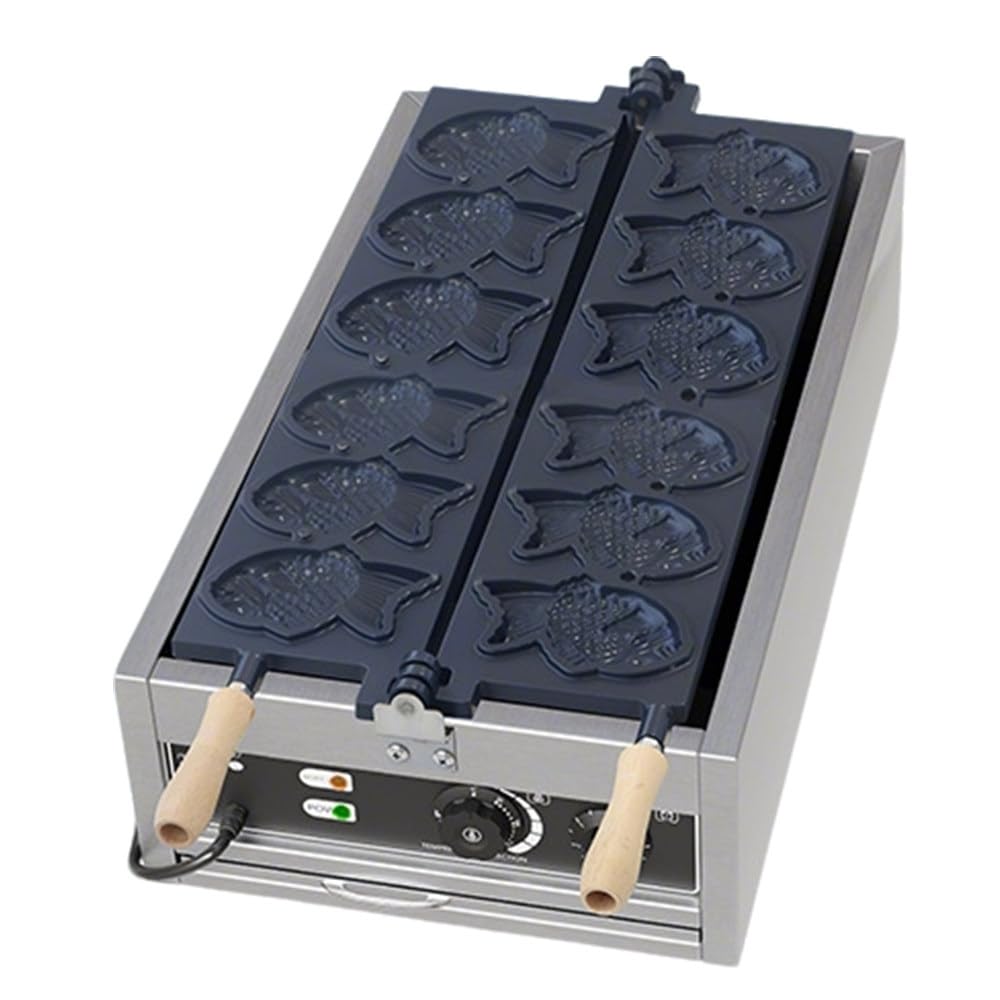 ShaiVrissian Taiyaki Fish Waffle Maker,Commercial Corn Waffle Maker Machine,Non-stick,Stainless Steel,50-300℃ Adjustable,Temperature and Time Control,For Family,Restaurants,Food Stores
