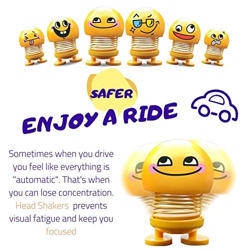 Head Shakers Emojis bobbleheads for dashboard /desk, cute car decor funny figurines, dancing doll head stress relief gifts for men cars decorations anime accessories dashboard decorations hippie car - Thumbnail 5