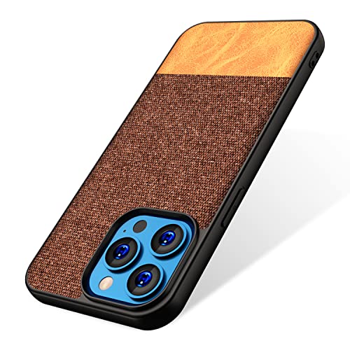 Image of Kapa Soft Fabric & Leather Hybrid Protective Case Cover for Apple iPhone 13 Pro (Brown)