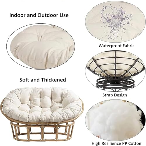 Coussin double fauteuil papasan gris imperméable 170x120cm - 4