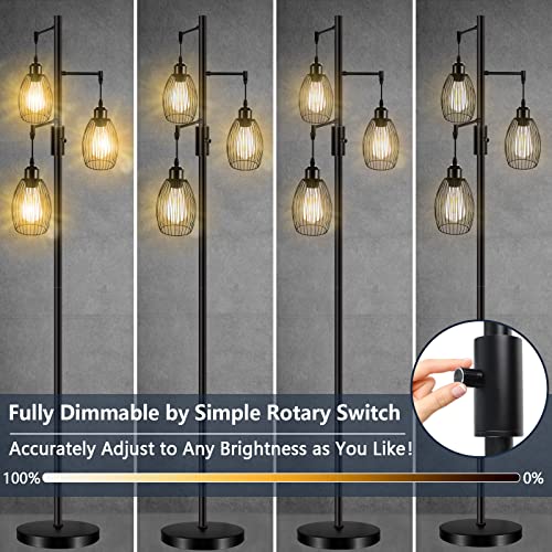 LTBLIGHT 68 Inch Industrial Floor Lamp with 3 Dimmable Edison Bulbs Black - image 2