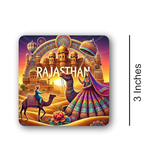 Image of Rajasthan Textured Finish Acrylic Fridge Magnet-UV Texture Printed, Stylish Multicolor Magnet for Fridge, Wardrobe & Metal Surfaces, Pack of 1 (Rajasthan 2)