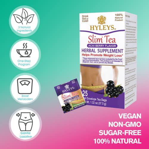 Hyleys Slim Tea Acai Berry Flavor - Weight Loss Herbal Supplement Cleanse And Detox - 25 Tea Bags (1 Pack) #TOP7