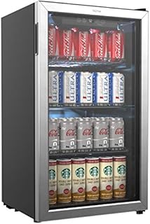 hOmeLabs Beverage Refrigerator and Cooler - 120 Can Mini Fridge with Glass Door for Soda Beer or Wine - Small Drink Dispenser Machine for Office or Bar with Adjustable Removable Shelves