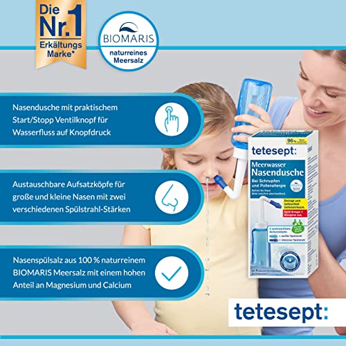 Nasendusche tetesept mit Meerwasser für Schnupfen und Allergien