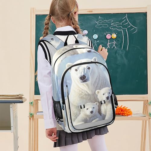Polar Bear Winter Backpack Lightweight Bookbag Laptop Backpack College School Bag for Boys Girls 7
