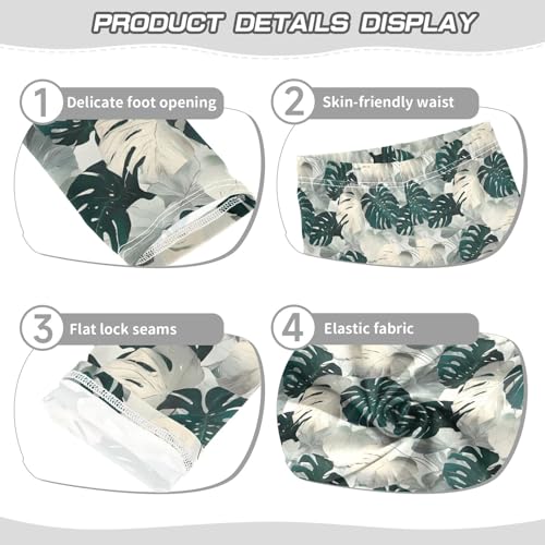 Monstera Deliciosa Tropical Girls Leggings Athletic Pants Tights Stretch Bottom3