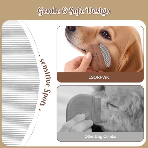 Eye Comb for Dogs & Cats,Wooden Tear Stain Remover for Pets,Gentle Grooming Tool with Rounded Tips,Flea Comb for Small Dogs. - Image 3