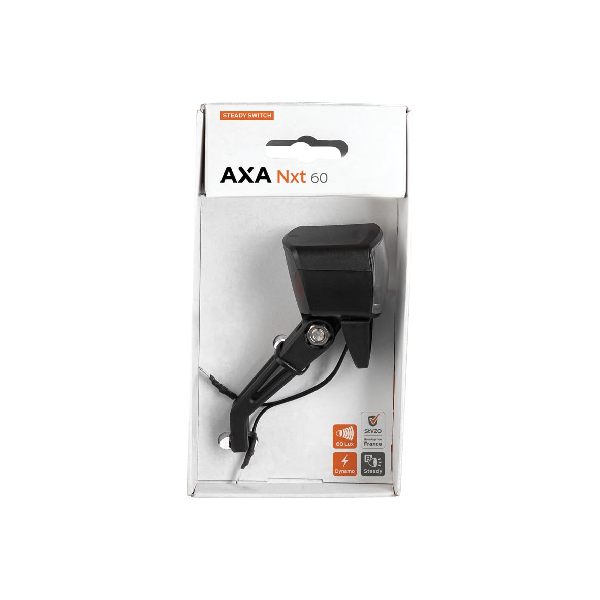 AXA Dynamo reflektor LED Nxt 60 Steady Switch czarny | 60 Lux | opakowanie SB