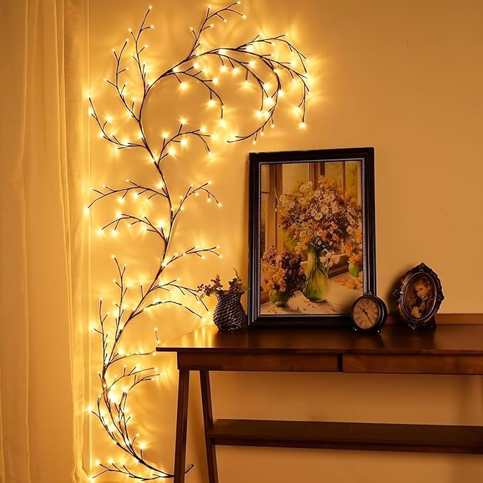 Urban London Bendable Willow Vine LED Tree Lights 8 Modes with Remote Control & Timer USB-Powered White Birch Branch Lights Indoor Outdoor Decorative Lamp for Home and Christmas