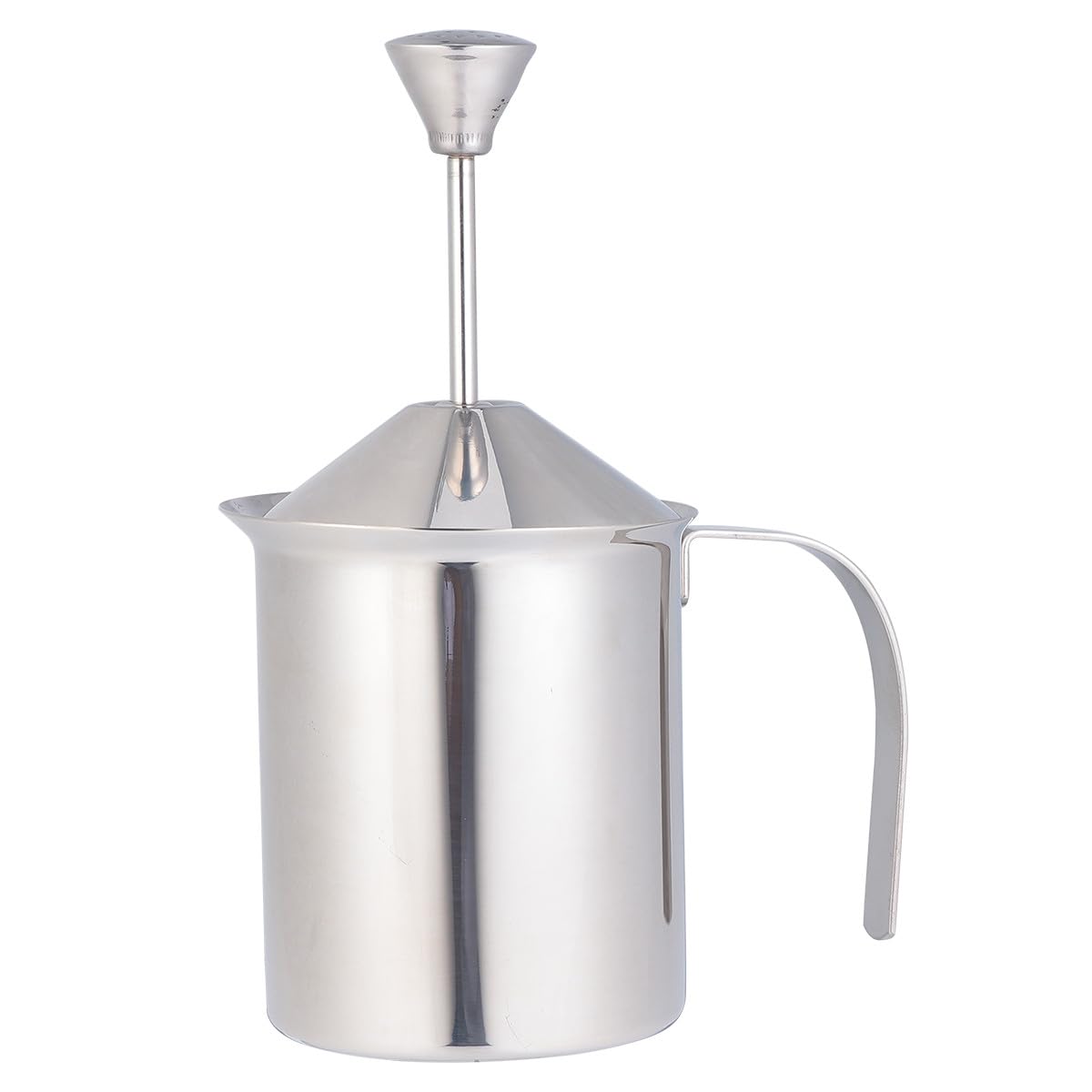 Espumador de Leche Manual de Acero Inoxidable con Filtro de Doble Capa y Capacidad de 400 Ml, Resistente al Calor para Uso en Casa o Cafetería