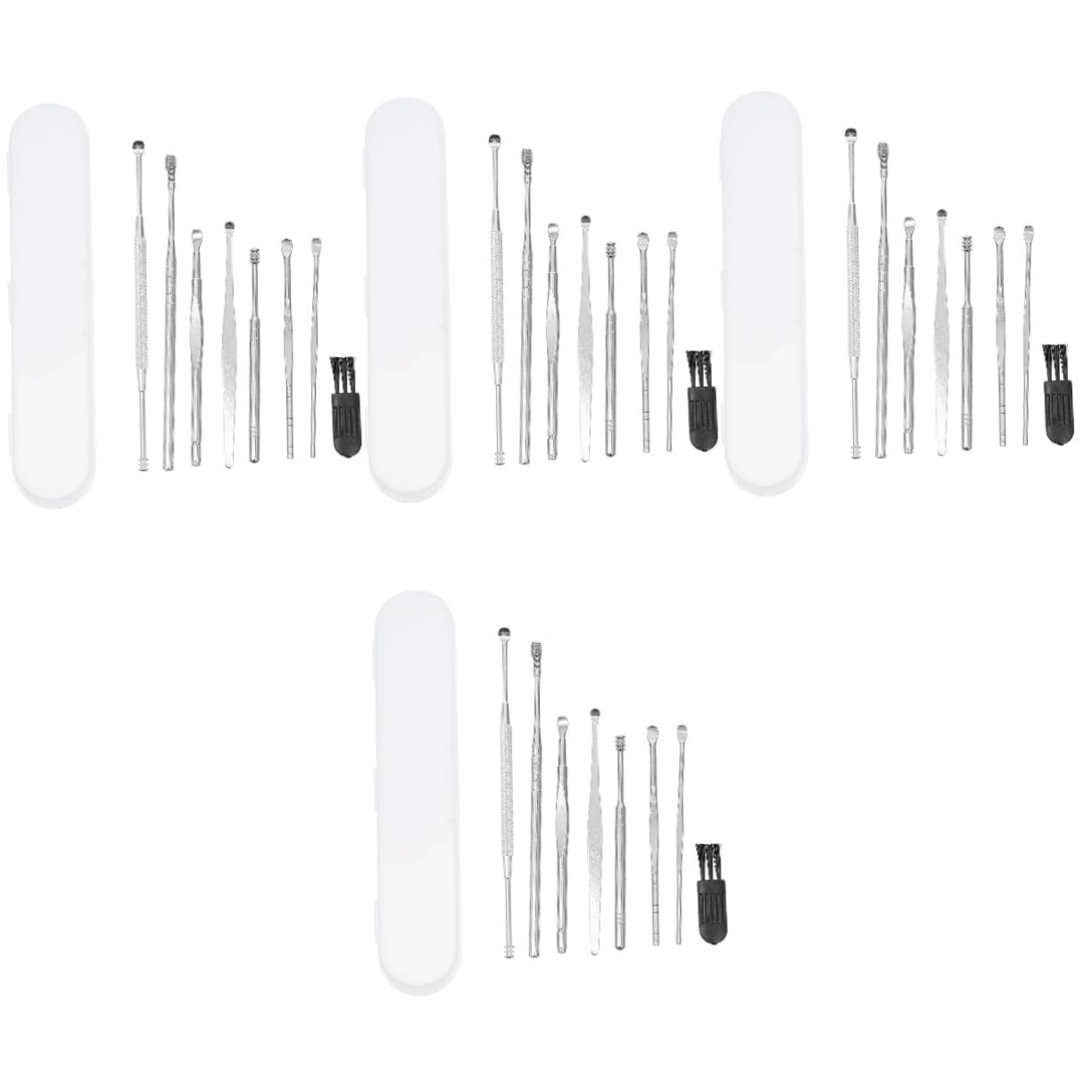 Gatuida 4sets Stainless Steel Ear Cleaning Tools Kit Earwax Removal Spoons with Brush and Storage Case Portable Ear
