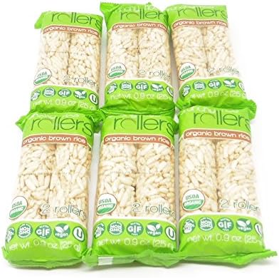 Organic Brown Crunchy Rice Rollers Delicious Snack Non GMO, Gluten Free 6 Packs (Total 12 pieces)