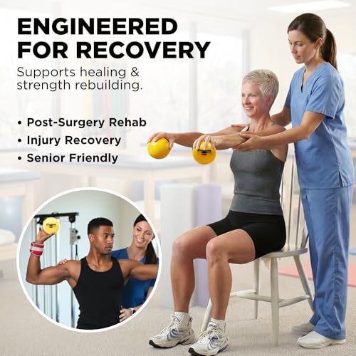 Image of THERABAND Soft Weight 2.2 Lb, Medicine Ball, Weighted Exercise, Yellow | Ball-shaped isotonic soft weight for physical therapy, Pilates, shoulder strength and rehab exercise