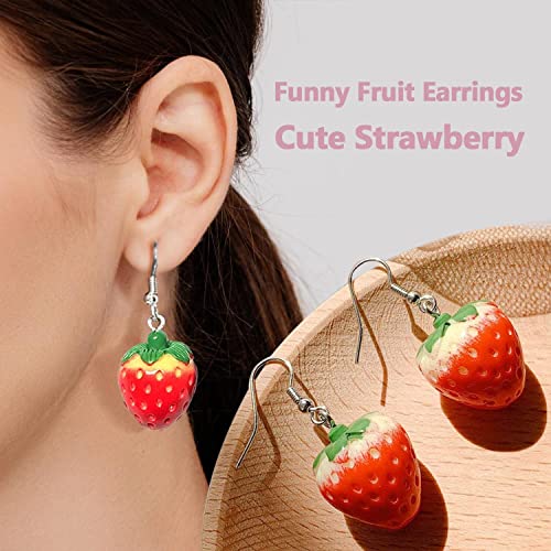 GIFIKOI 30-40 Pairs Weird Cute Funny Earrings Gummy Bear Duck Mushroom Fruit Flowers Drop Dangle Earrings for Women Aesthetic Earrings Food Animal Earrings Bulk