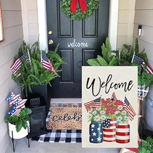 Crowned beauty 4th of july patriotic garden flag for 1218 inch double sided outside small floral mason jar welcome independence day yard decorations  urban country home decor