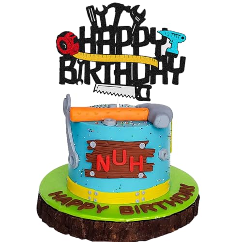 Werkzeuge Tortendeko Geburtstag,Schraubenschlüssel Maßband Happy Birthday Tortendeko,Männer Party Cake Topper, Geburtstagsparty Zubehör, für Männer Geburtstag Kindergeburtstag