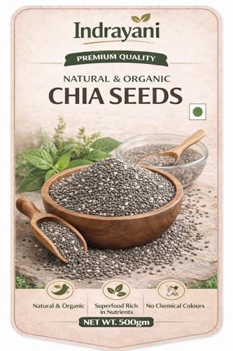 Image of Indrayani Organics Chia Seeds 500g | 100% Natural, Raw & Unprocessed | Rich in Fiber, Omega-3 & Protein | Superfood for Weight Loss & Energy