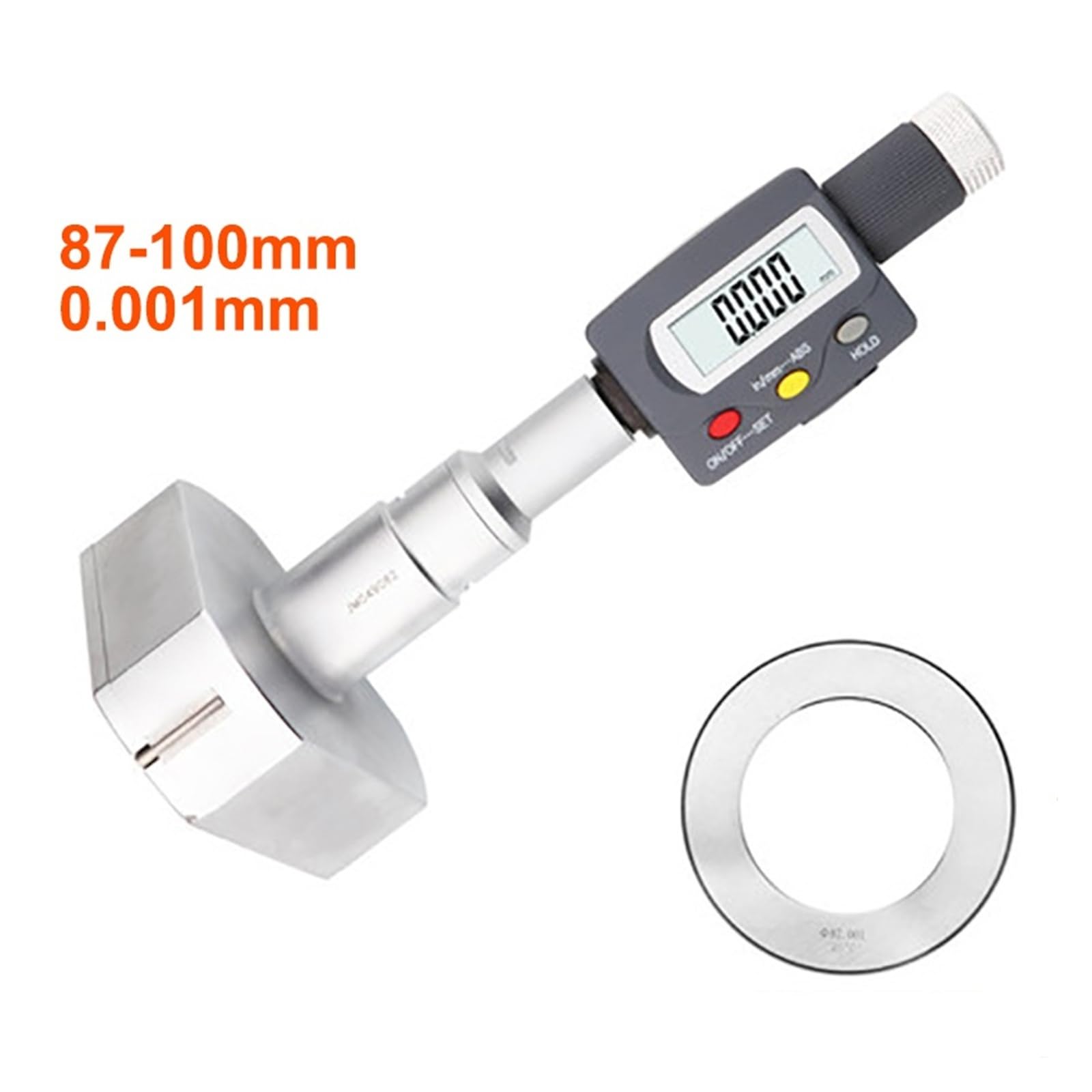 Innenmikrometer 0,001 mm, elektrisches digitales Dreipunkt-Innendurchmesser-Mikrometer mit LCD-Anzeige und Datenausgabe für wiederholbare Messungen(100-125mm)