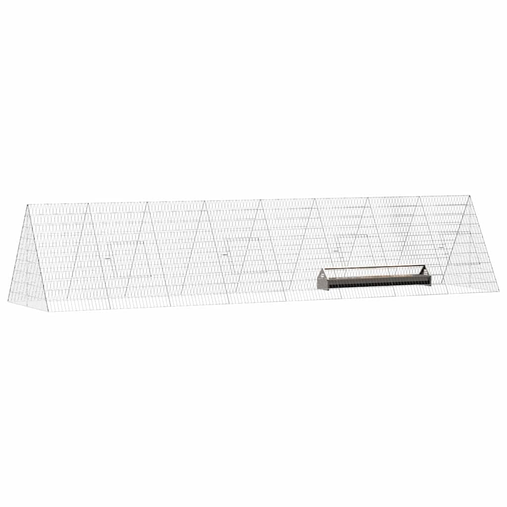 Hühnerkäfig Silber verzinkter Stahl 430 x 100 x 85 cm Stabiler Kleintier Käfig mit Dach und Gitter für Garten Balkon Outdoor als Voliere und Freilauf Gehege