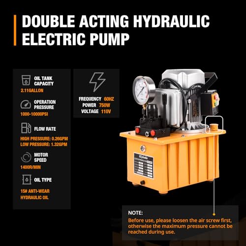 Image of Hydraulic Electric Pump Double Acting Manual Valve 8.4Quart 2.1Gallon Hydraulic Power Pack Cylinder Electric Portable Pump for Punching /Bending /Jack Machine, ZCB-700AB