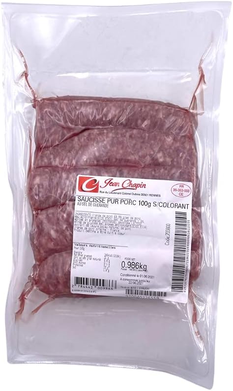 Toulouse Sausages Traditional French Uncooked x 10 Pieces 1kg Approx with Sel de Guerande