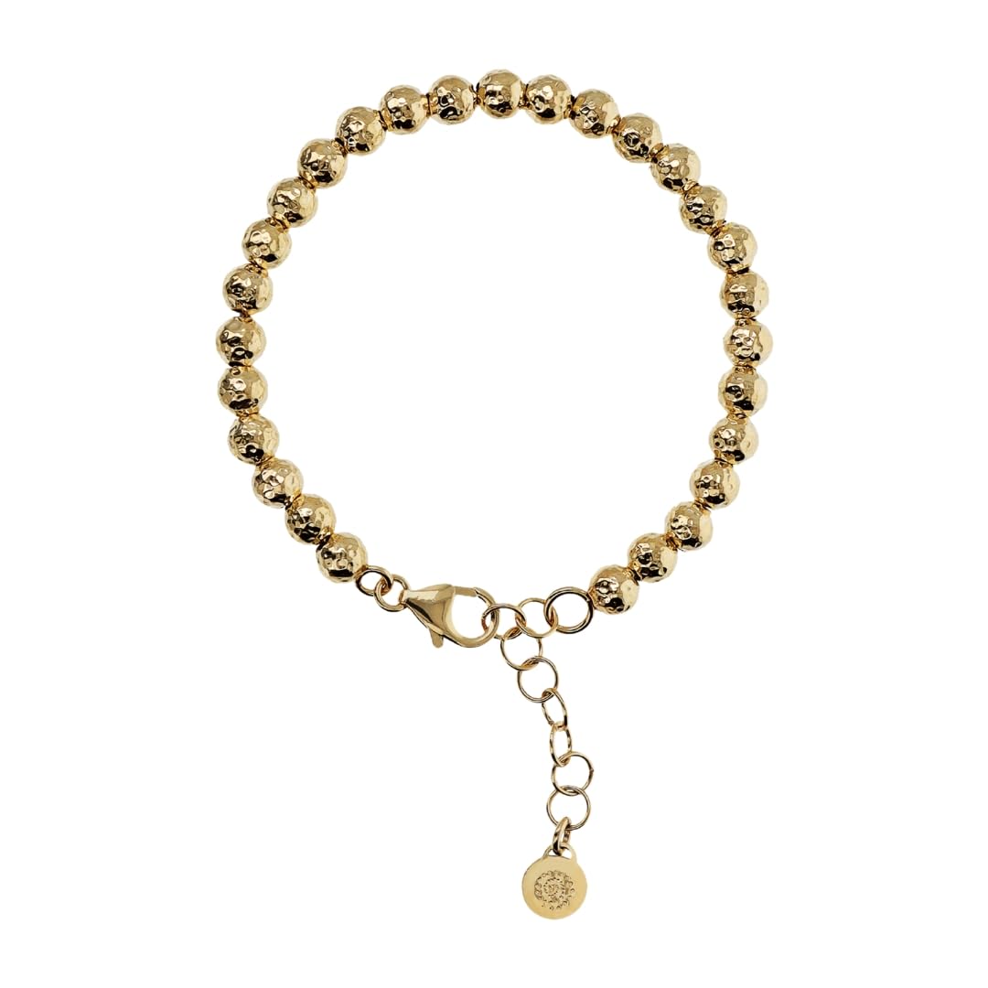 etrusca GIOIELLI Bracciale Donna placcato Oro 18k – Bracciale Dorato con Sfere Martellate – Gioielli Made in Italy – Braccialetto Idea Regalo Compleanni, Anniversari, Festa Donna, Festa Mamma