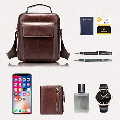 BAIGIO schoudertas heren lederen schoudertas business werktas crossbody voor 6 inch tablet computer - Image 6