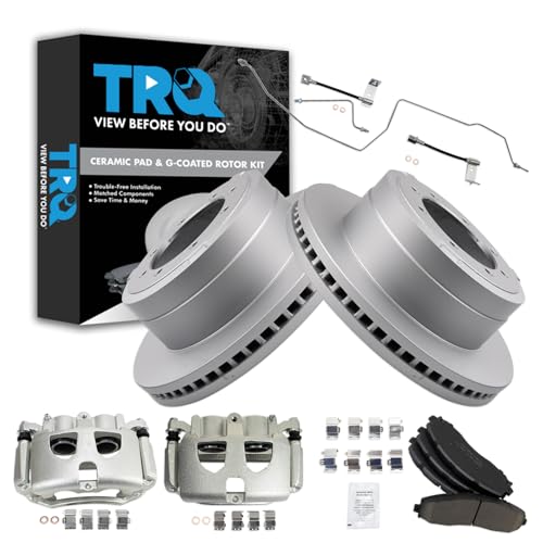 Image of TRQ Brake Pad & Rotor Kit Premium G-Coated Ceramic Compatible with 2017-2019 Ford F-350 Super Duty