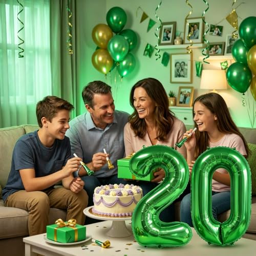 Image of Number Balloons Green Party Balloon - Giant Number 20 Balloon, 40 Inch Large Balloon for St. Patrick's Day Games Theme Birthday Decoration, Girls Boys Party Supplies