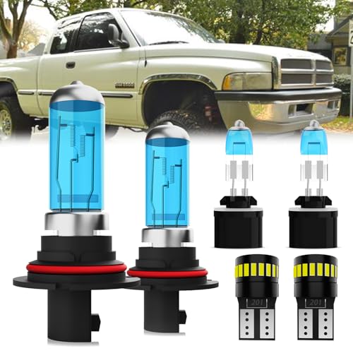 Image of Headlight Bulbs License Plate Lights Fit For Dodge Ram 1994-1998, 9007 High Low Beam + 880 Fog Lights Halogen Light Bulb + License Plate Lights, Pack of 6