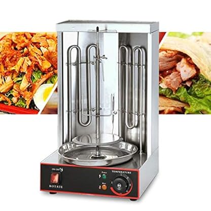2 Brenner Dönergrill 3000W Gas-Vertikal Drehspieß Grill Hähnchengrill Tischgrill 50-300℃ Elektro Dönergrill Dönermachine 29.5x26.5 x48.5 cm für Zuhause, Restaurant – Bild 3