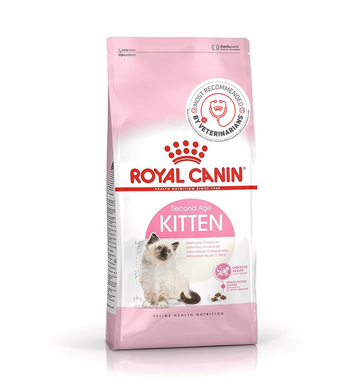 Royal Canin Second Age Kitten Food, 4 Kg, Dry Food containing Antioxidants with no artificial colors & flavors, Supports Brain Development & Microbiome, Promotes a strong Immune System