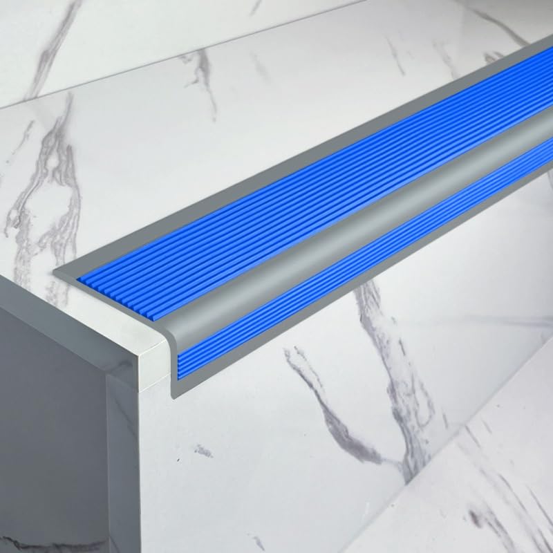 L Shape PVC Anti-Slip Stair Nosing, Self Adhesive Edging Strip, Flexible Rubber Treads Edge Protector Trim Transition Strip for Outdoor Indoor Steps