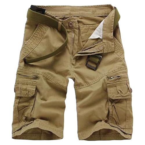 Shorts militares ligeros para hombre con bolsillos con cierre