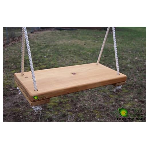 AD Planet Wooden Rope Swing Jhula for Adults | House Swings for Kids | for Indoor Home, Outdoor Garden & Balcony | Solid Wood, Light Brown, 24x9 Inch