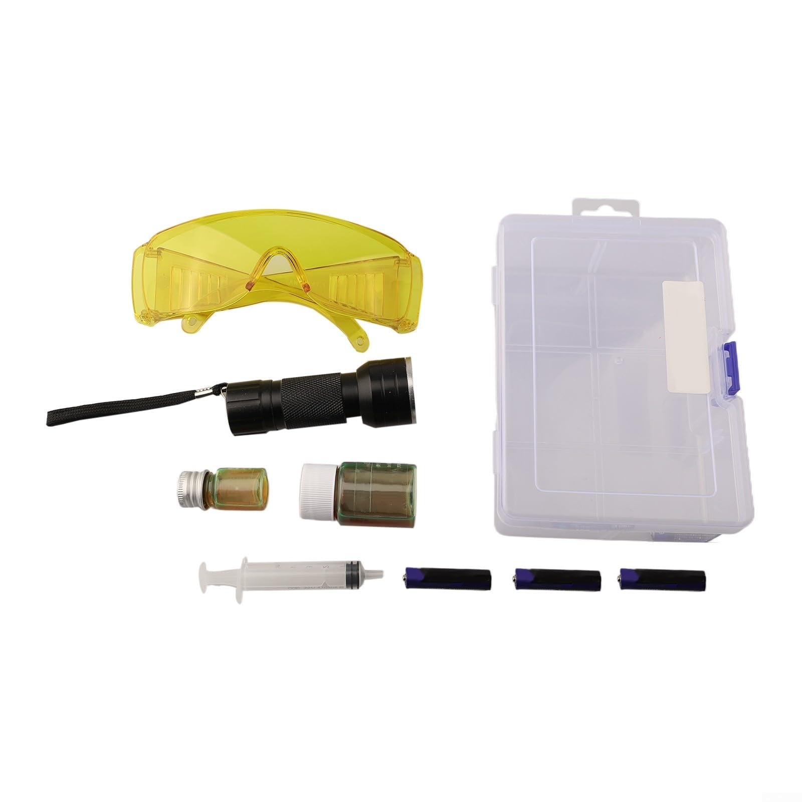 ReachMall Kit rilevatore per perdite di AC, Kit per test di perdite dell'aria condizionata dell'auto, Kit di rilevazione perdite con colorante UV per olio, Rilevato di perdite con torcia portatile