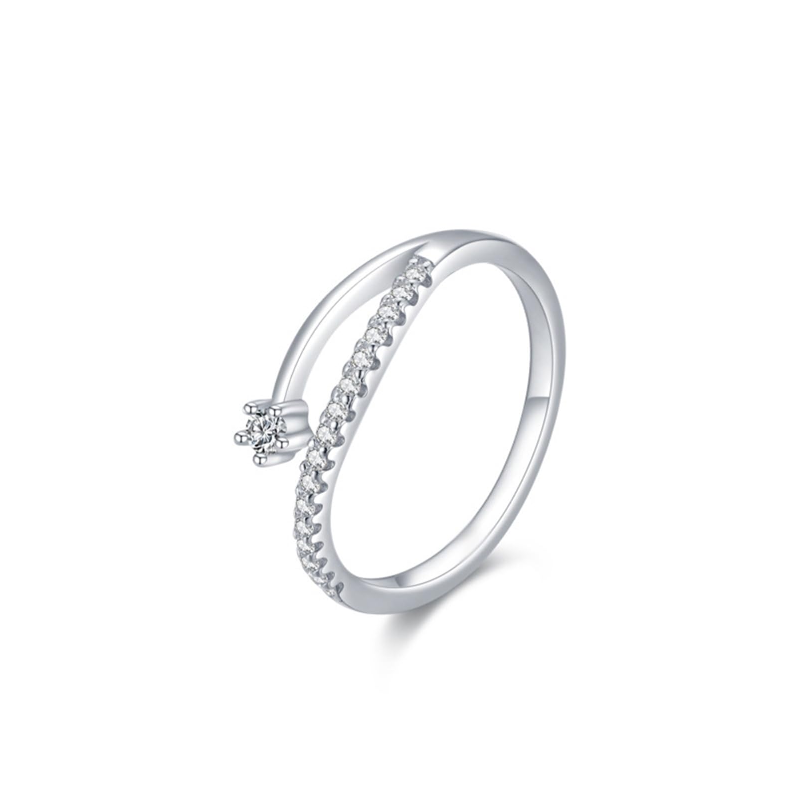 Pierścionki zaręczynowe 9K białe złoto, pierścionki damskie 3 mm diament biały 0,1 ct diament