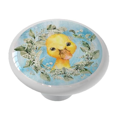 Gotham Decor Baby Duckling with Baby Breath Wreath Ceramic Drawer Knob