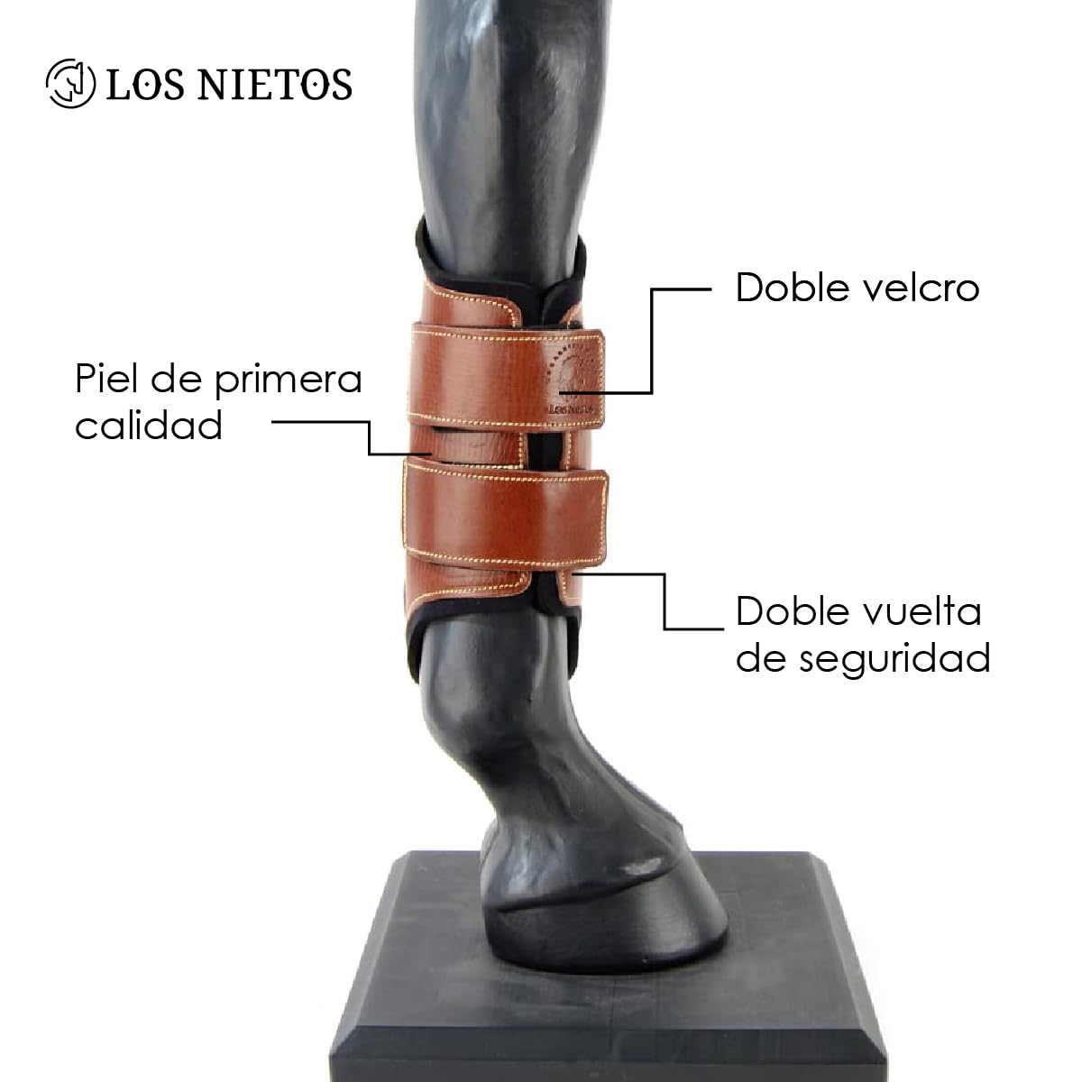 Protector cuero y neopreno Los Nietos | Color Coñac | Equipamiento para el caballo | Producto de Guarnicionería | Tradición artesana | Los Nietos