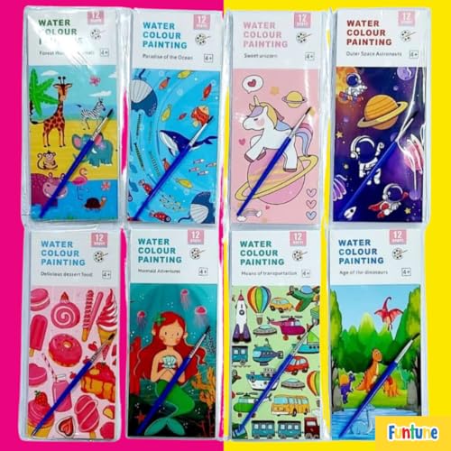 Image of Partymax- 10 Set Of Water Colour Painting Books For Kids Party /Goody |Ideal For Return Gifts For Kids Birthday For Children 4-10 Yrs, Multicolor