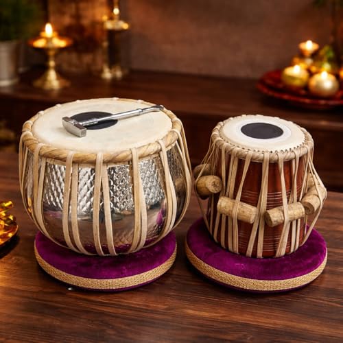 image for Generic Tabla Set, Basic Tabla Drums Set, Steel Bayan, Dayan with Hamm