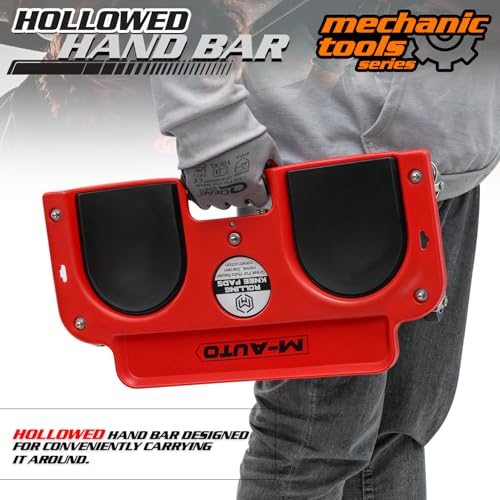 Image of M-AUTO Rolling Knee Creeper Durable Knee Pads with Full 360 Degree Turn Casters and Tool Tray, Garage Kneeling Pads on Swivel Castors for Home Workshop Auto Repairing Maintaining, Red