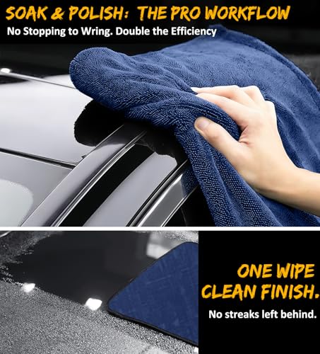 YeewayVeh 2-Pack Long-Reach Pro Drying Towels, 48"x32" Extra Large, Blue - image 5
