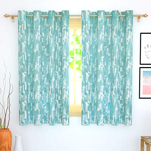 Image of Story@Home Bloom Collection Jacquard Lavish and Modern Rich Textured Solid 2 Piece Eyelet Ring top Window Curtain for Bedroom and Hall - 5 Feet, Sky Blue