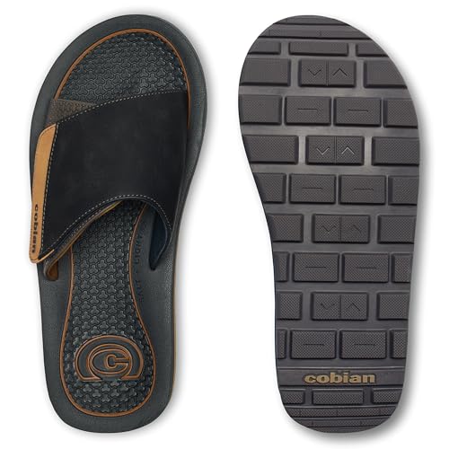 Cobian Men's DRT Slide Comfortable Leather Strap Slides Sandals4
