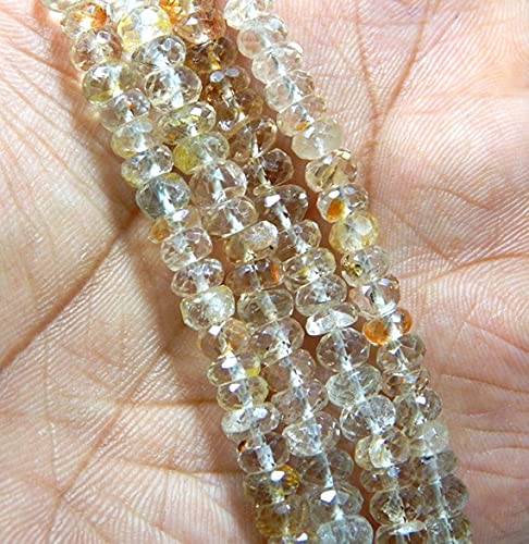 Perles rondelles en citrine naturelle de 7.5x8.0mm pour création de bijoux