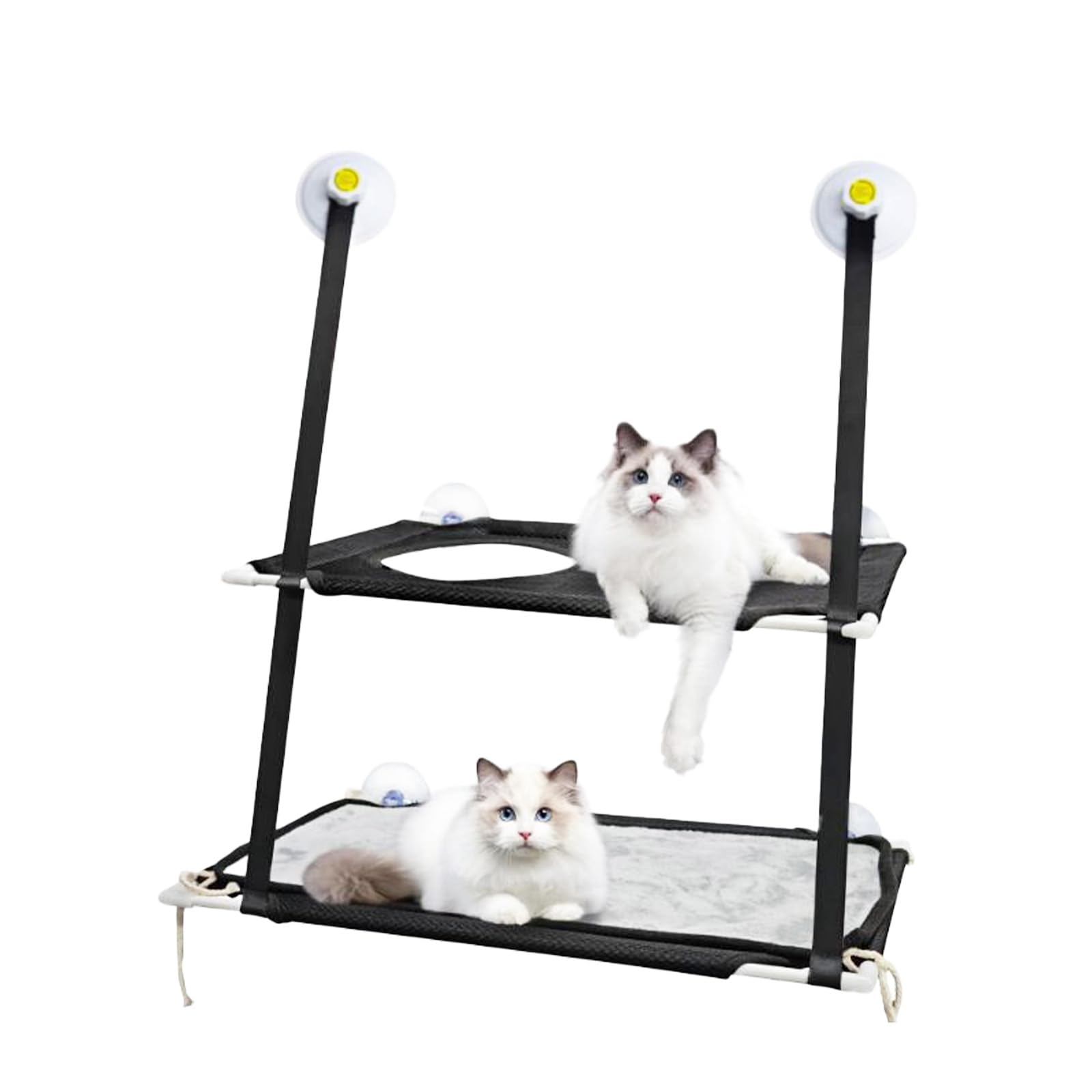 Doble Hamaca para Ventana de Gato,Asiento Soleado de Gatito con Fuerte Ventosa,Cama Colgante para Gatos,Soportar hasta 25kg,para Tomar la Siesta y Tomar el Sol